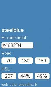 Couleur Web "steelblue (bleu acier) / #4682B4"