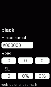Couleur Web "black(noir) / #000000 "
