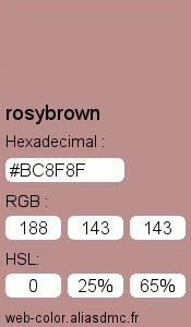 Couleur Web "rosybrown / #BC8F8F"